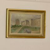 Original Swedish oil painting on canvas "Silent Houses" – vintage and framed