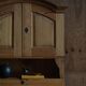 Old Danish secretary in pine with drop-down front and upper cabinet, mid-19th century.