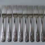 Set of 10 silver-plated forks, 'REX' goldsmith's work