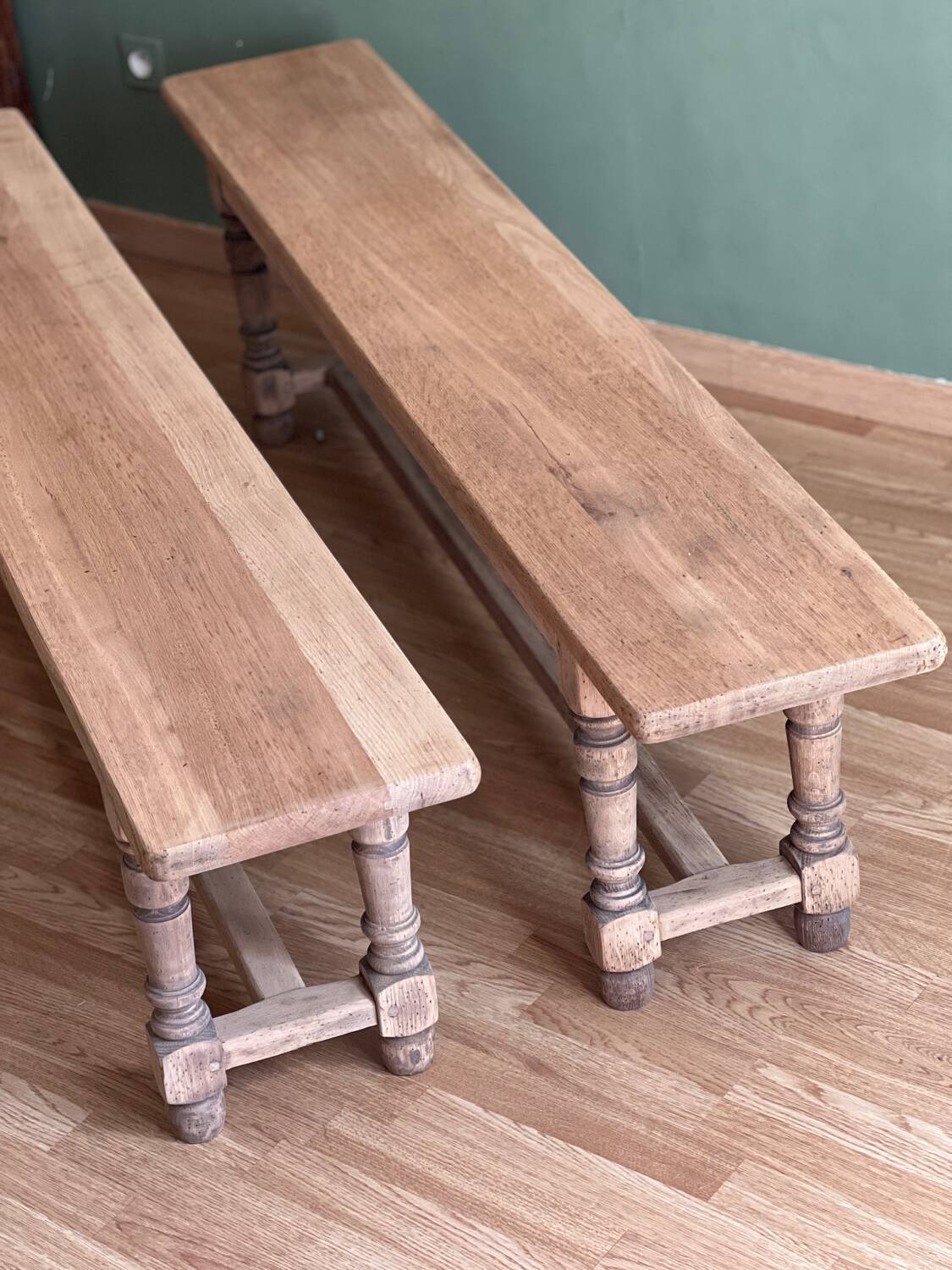 Old farmhouse benches - solid oak wood