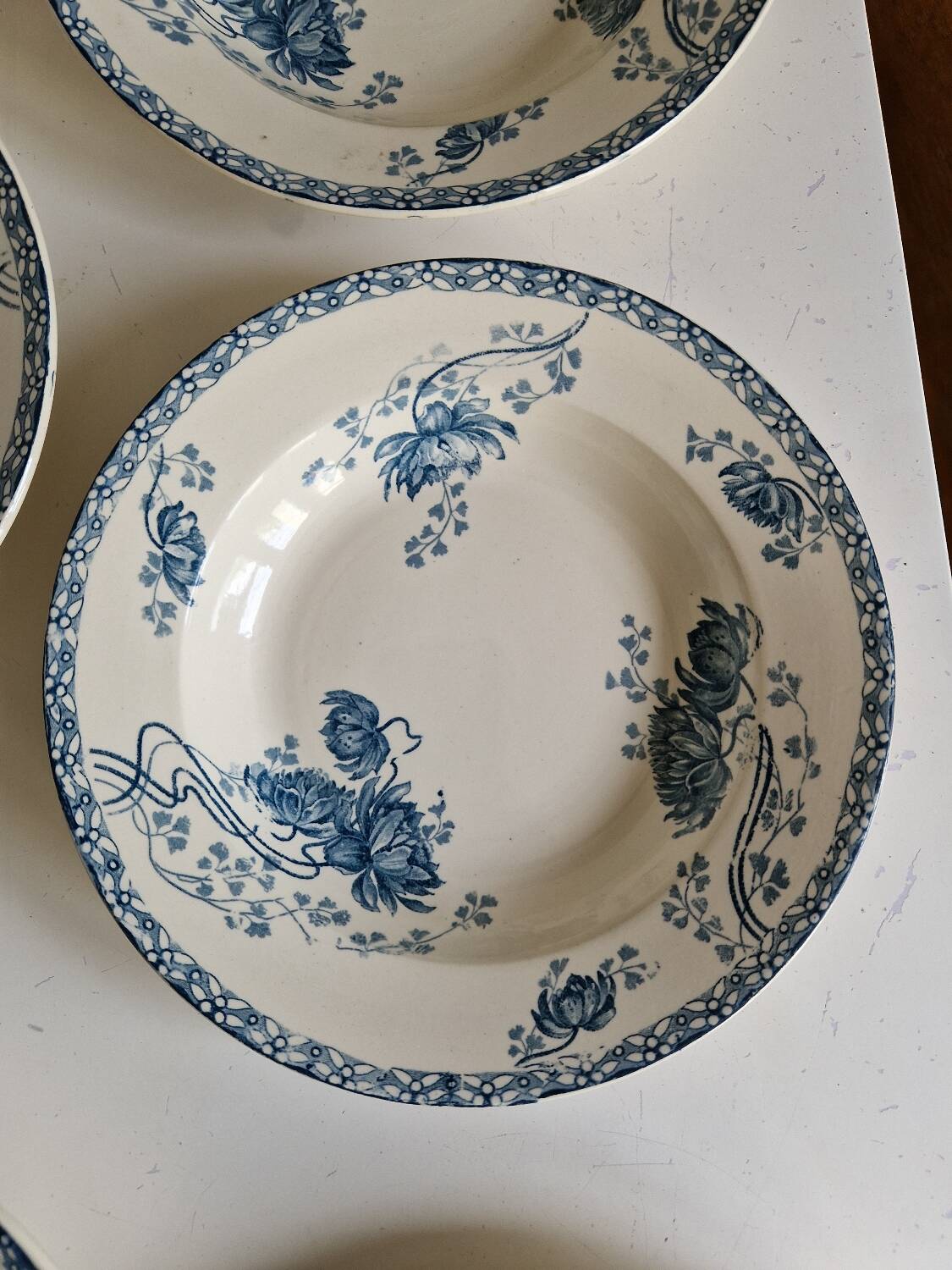 Set of 10 Deep Plates Sarreguemines Royat Models