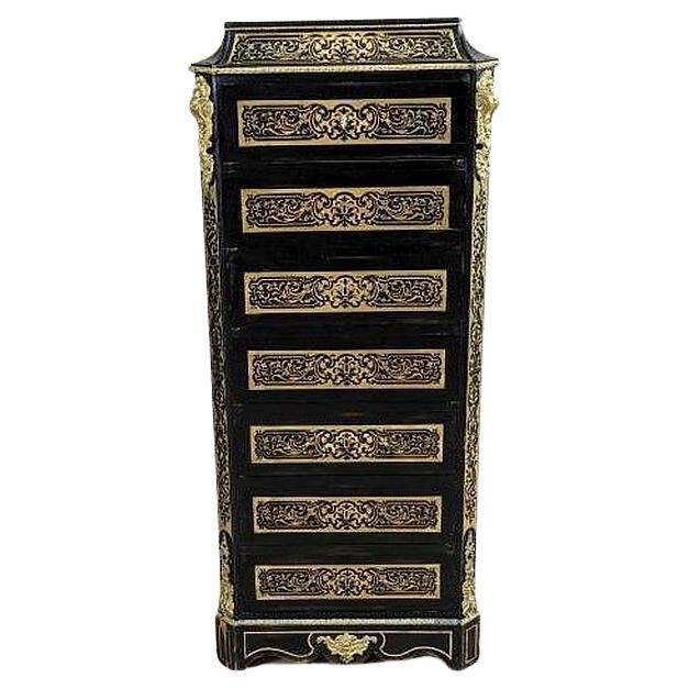 Antique Baroque Revival Inlaid Dresser, 1890s