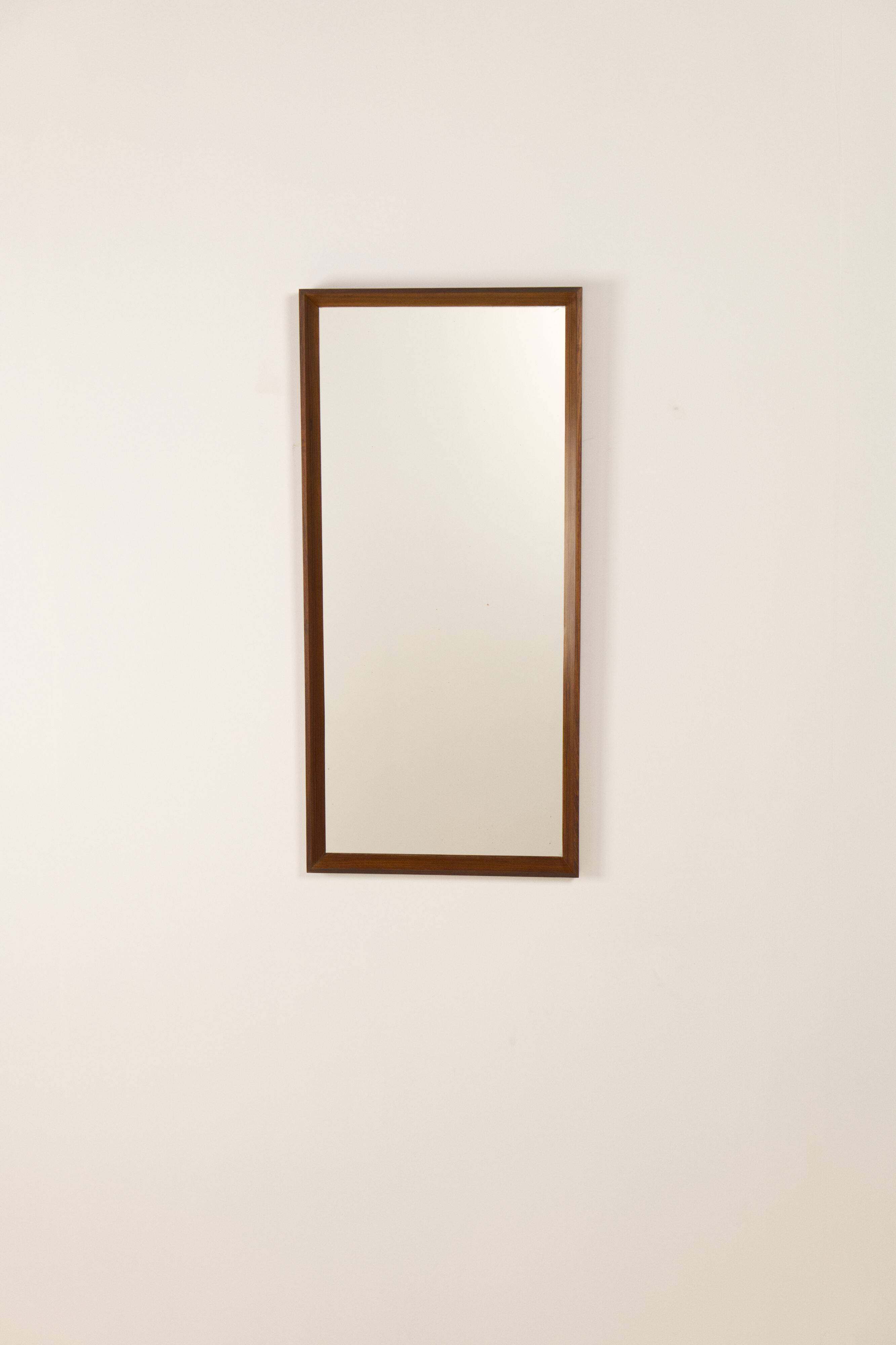 Miroir en palissandre avec épingles en laiton, AM Spejle Danemark, années 1960