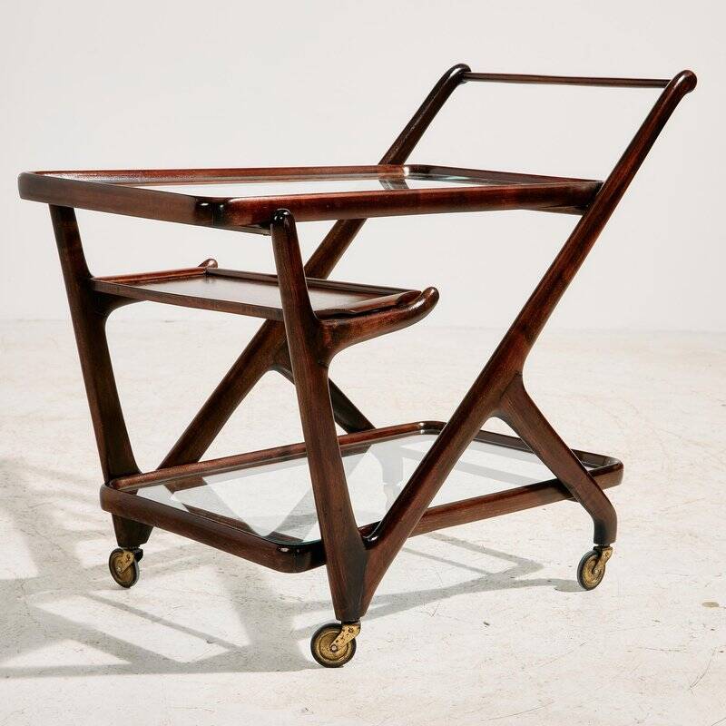 Alder Wood Trolley by Cesare Lacca for Cassina, 1950s