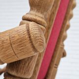 1970s, Danish highback rocking chair, oak wood, furniture wool, original condition.