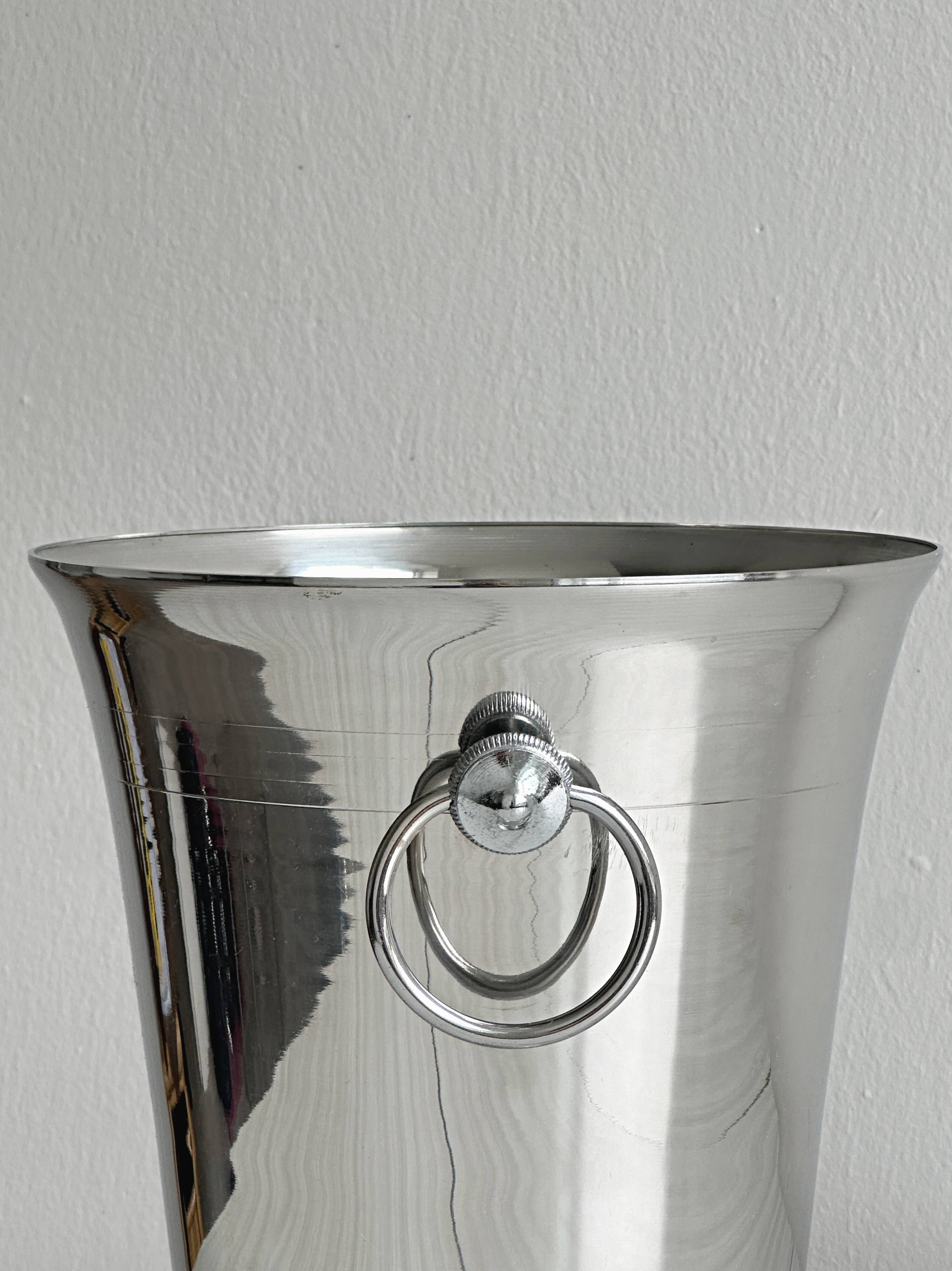 Lightweight silver stainless steel champagne bucket