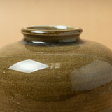 vase émail vert craquelé signé kiseto vintage 1970