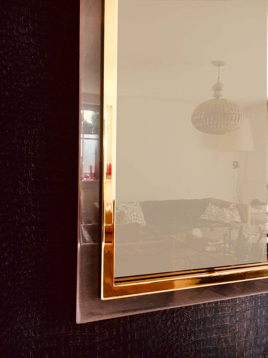 Postmodern Square Bronze Mirror from Belgo Chrom, Belgium, 1980s