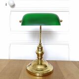 Green opaline banker lamp