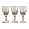 3 verres à pied à vin blanc en verre gravé du 19eme