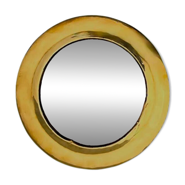 Miroir rond vintage laiton mural artisanal diamètre 26 cm