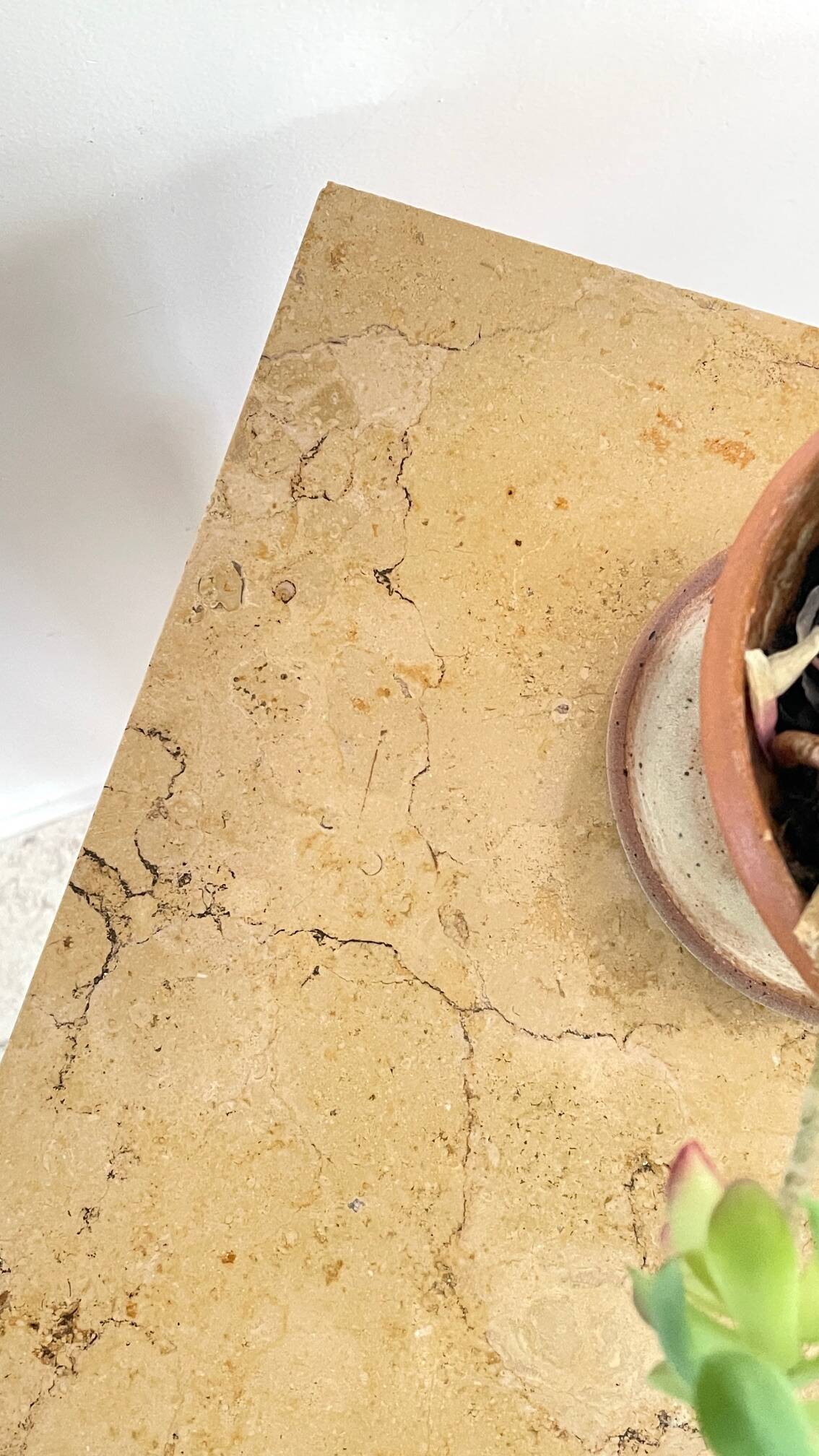 Vintage wood and marble console desk