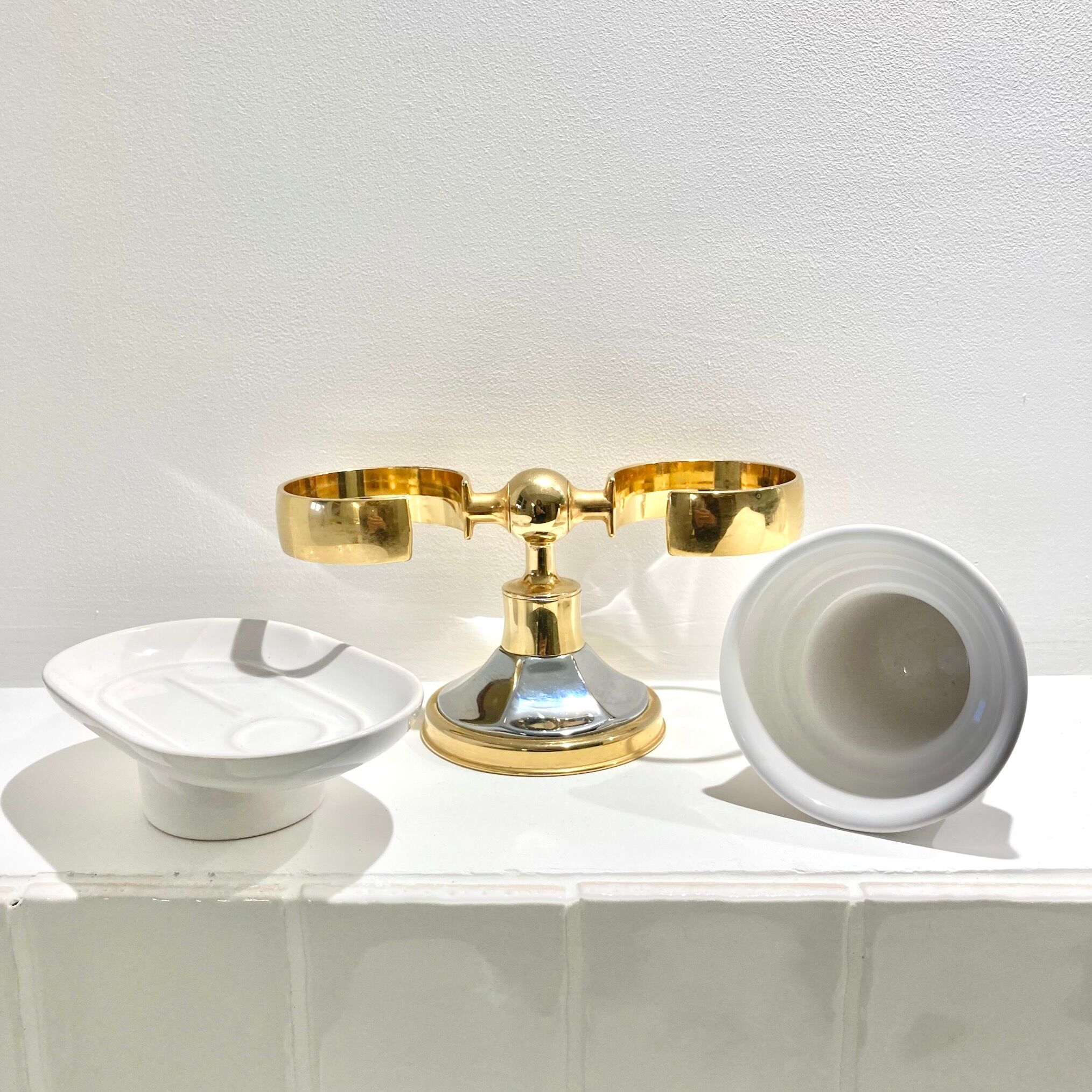 Art Deco soap dish and toothbrush holder