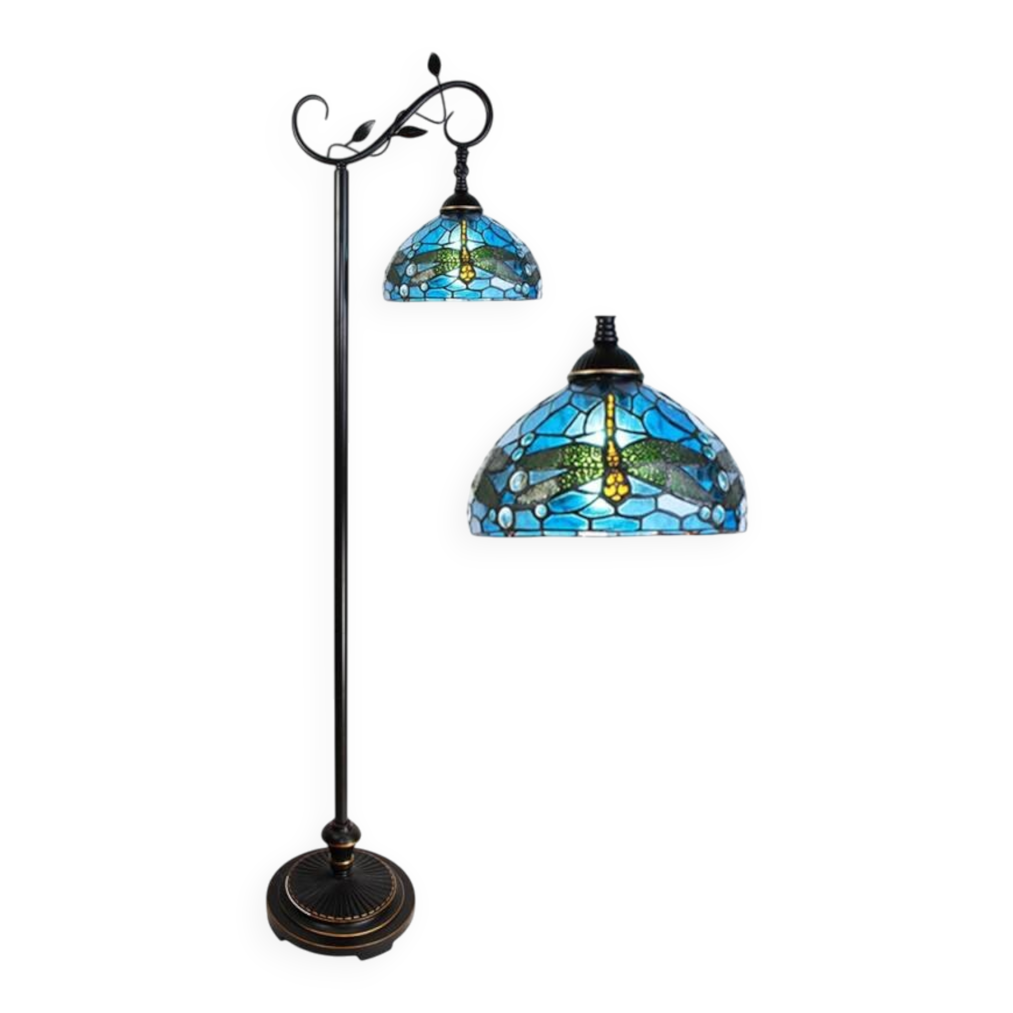 Lampadaire Tiffany rond Libellule bleu