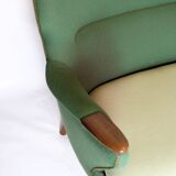Sofa Model 220 With Legs In Rosewood & Green Fabric By Kurt Olsen From 1960