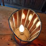 Vintage Lamp from the 60s Colored Glass, Tin and Earthenware