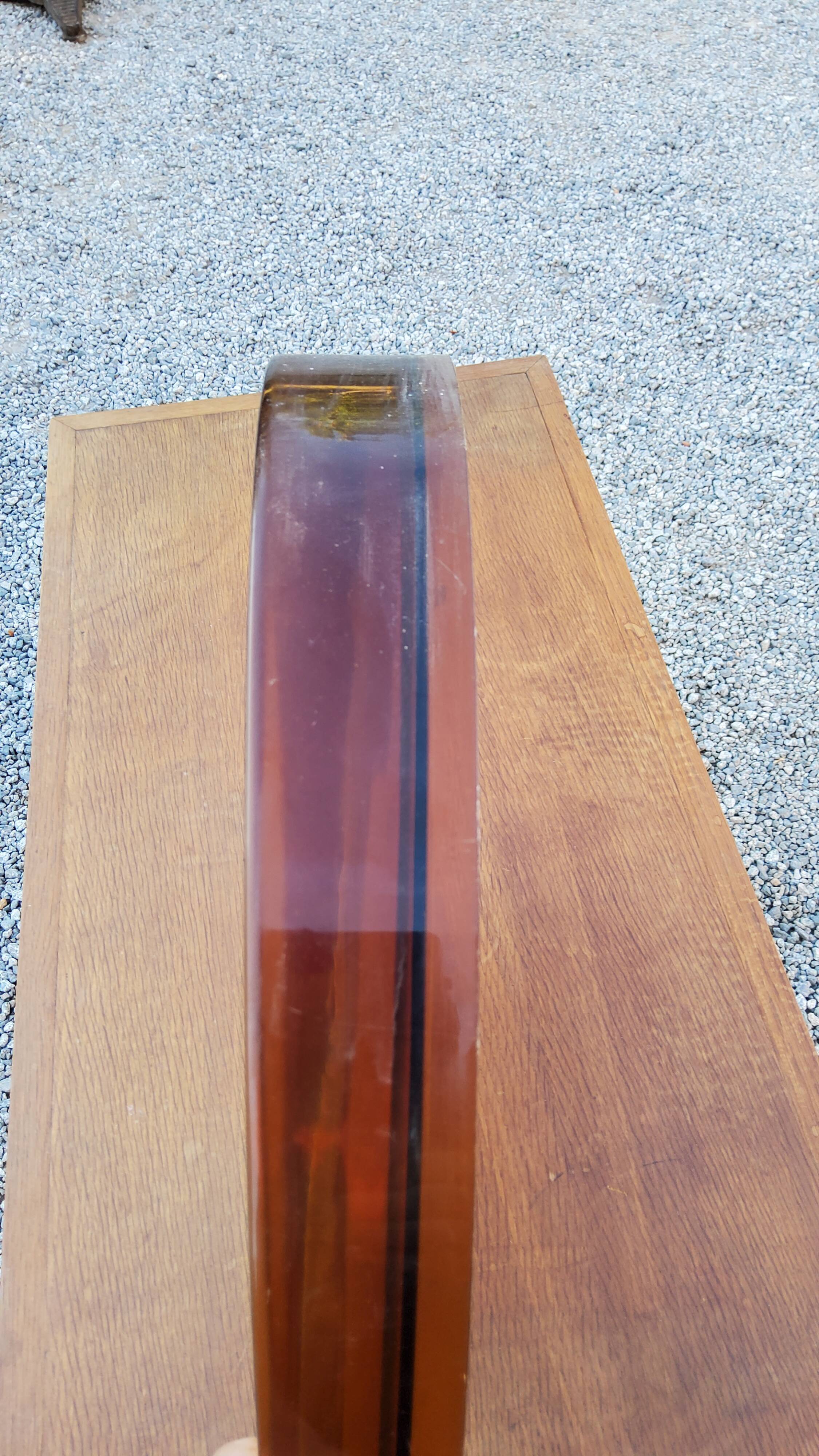 Syla round cap mirror from the 70s in smoked amber plexi