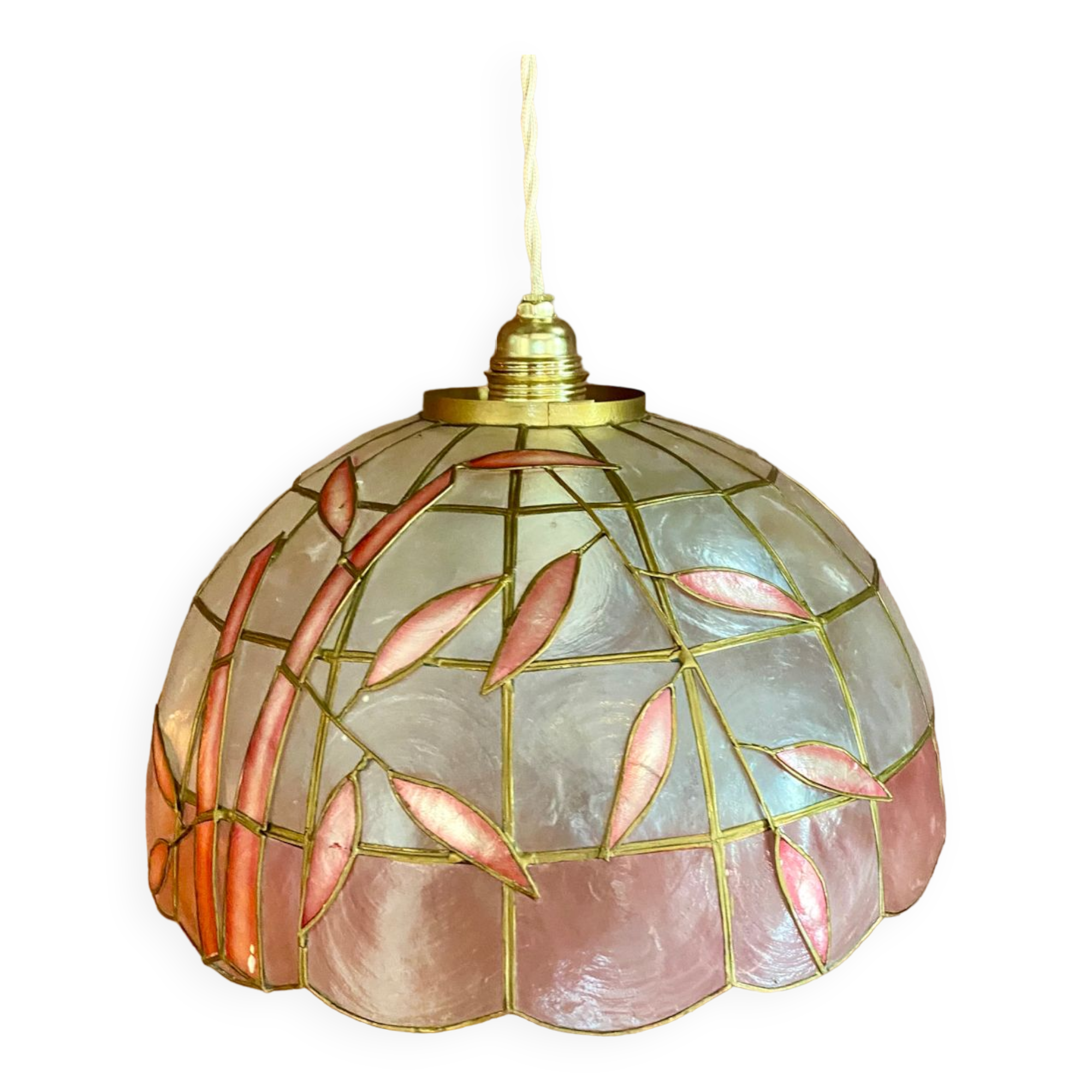 Vintage suspension in mother-of-pearl and brass 1960
