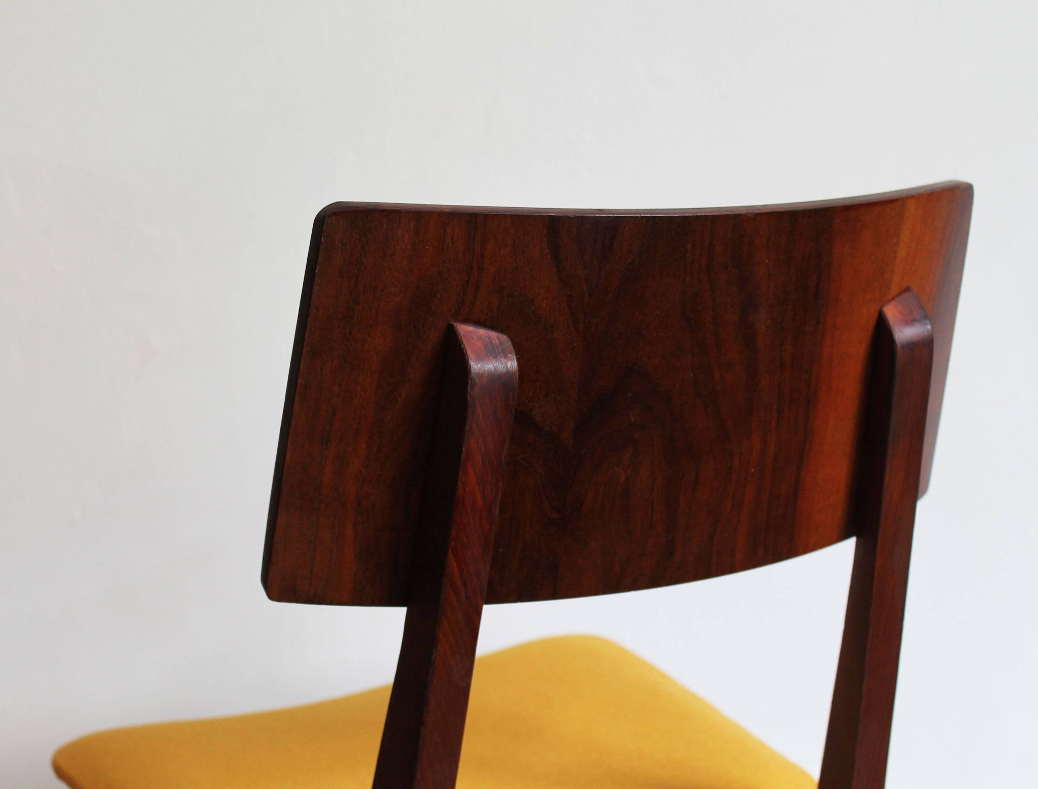 Vintage dining chair from the 1960s, Scandinavian style, wood and fabric.