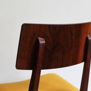 Vintage dining chair from the 1960s, Scandinavian style, wood and fabric.