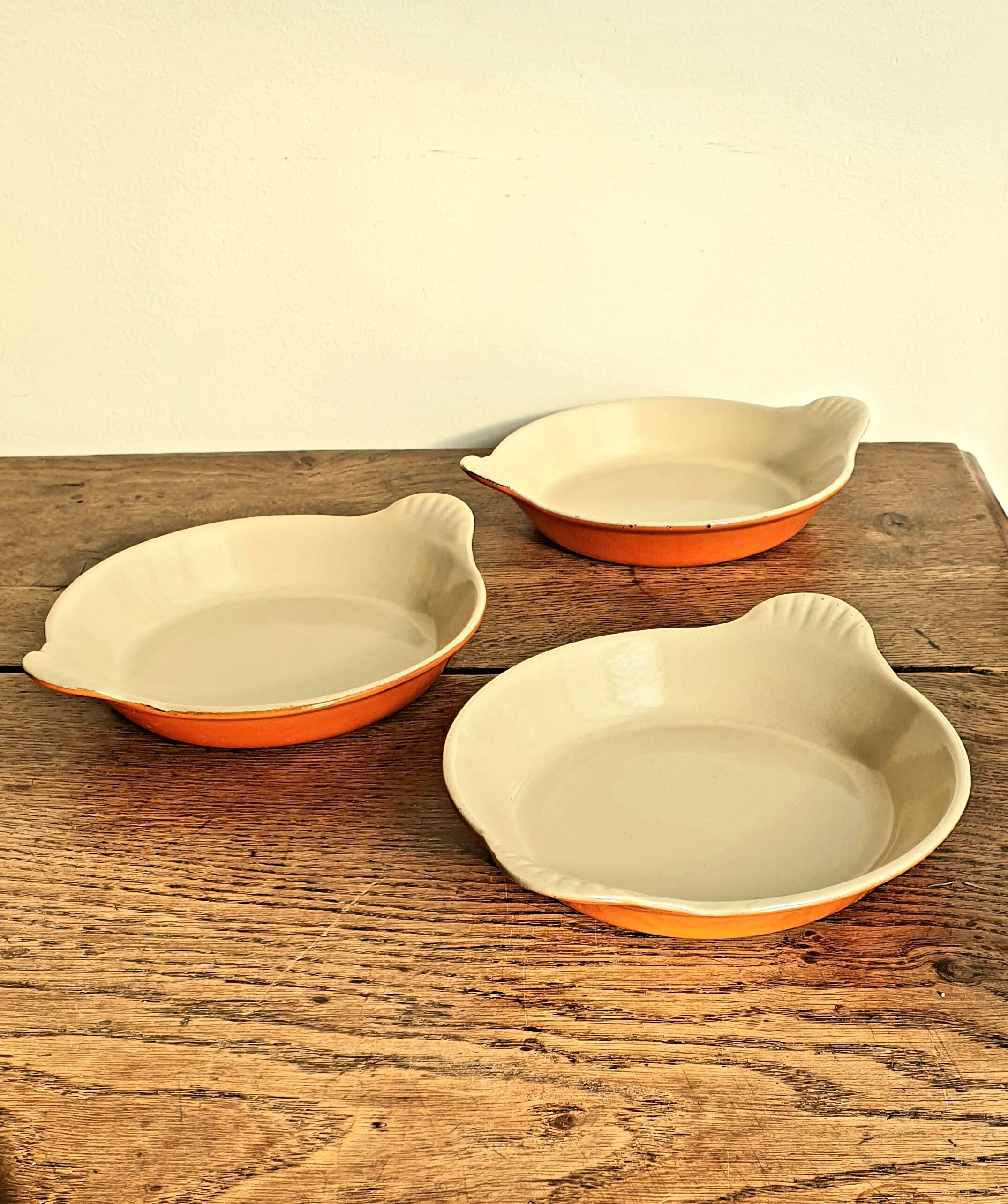 Plat Le Creuset orange vintage 1970 lot x 3