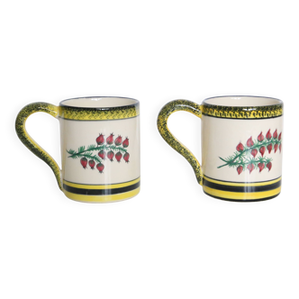 Pair of Henriot Quimper mugs