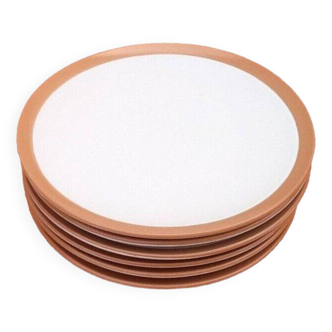 6 large flat plates. Glazed stoneware