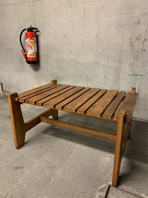 Vintage Pine Coffee Table, Reconstruction Period, Brutalist Design