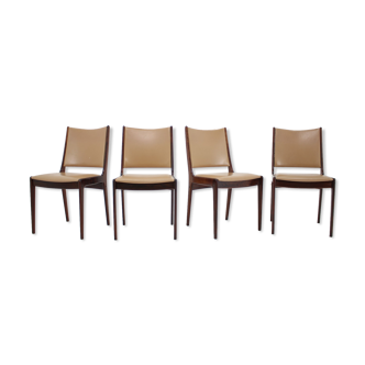 Johannes andersen teak dining chairs in leatherette, set of 4, 1960