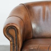 Characterful vintage sturdy 2-seater club sofa made of sheepskin leather