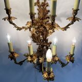Louis XIV style brass wall lamp 9 arms