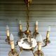 Exceptional bronze chandelier with 6 lights in Louis XIII style, in working condition - 7.5 kg