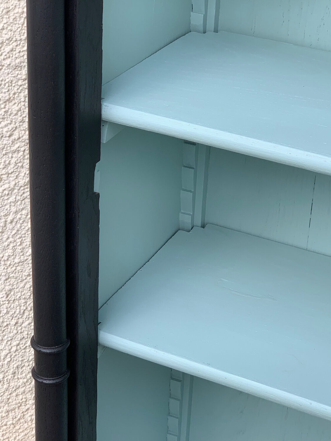 Armoire parisienne vitrée noire et vert grisé 150cm