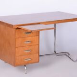 Bureau restauré en chêne Bauhaus, Hynek Gottwald, Chrome, Tchéquie, années 1930