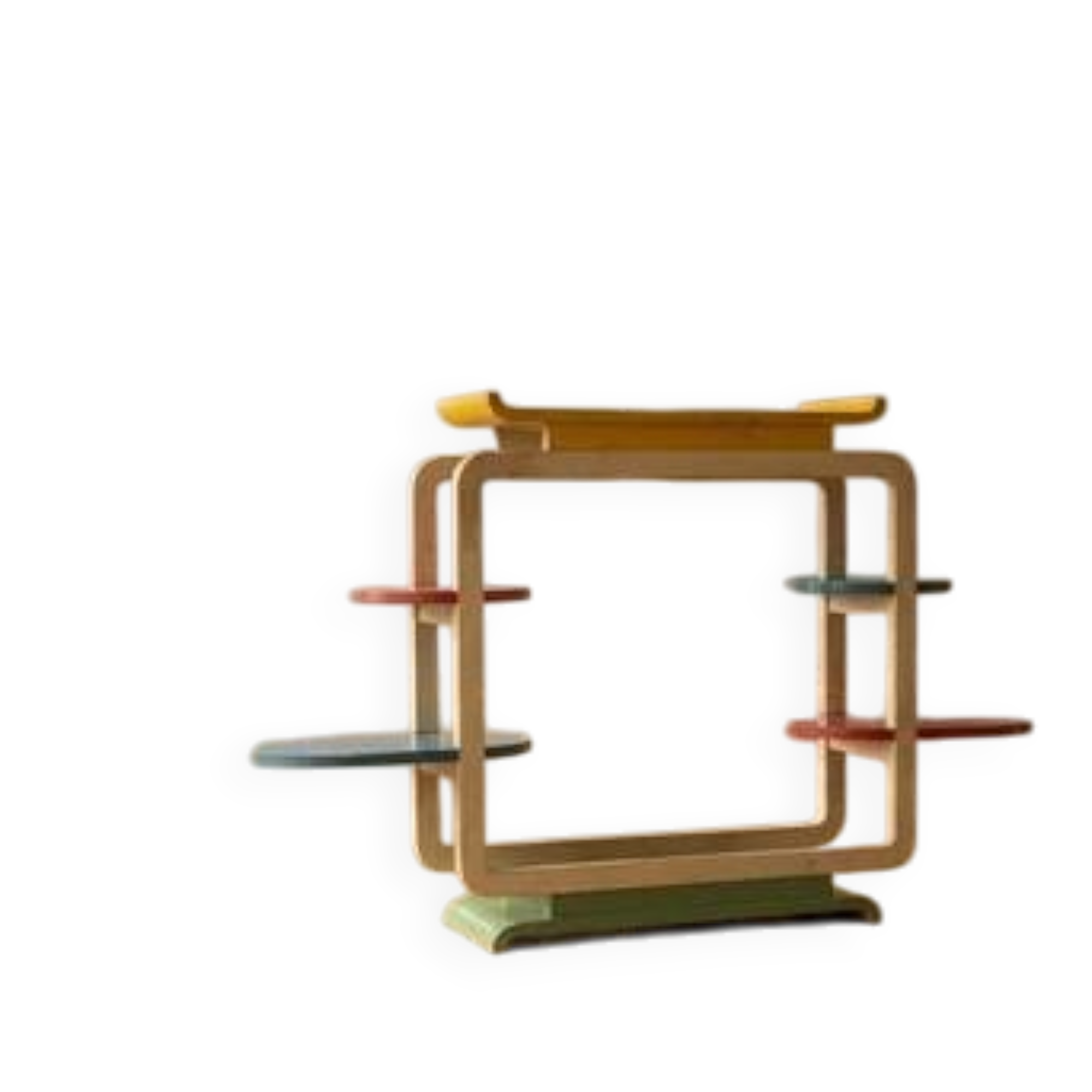 Vintage multicolour tubular steel flower stand / plant stand, mid-20th century, Czechoslovakia, 71 × 50 × 103 cm