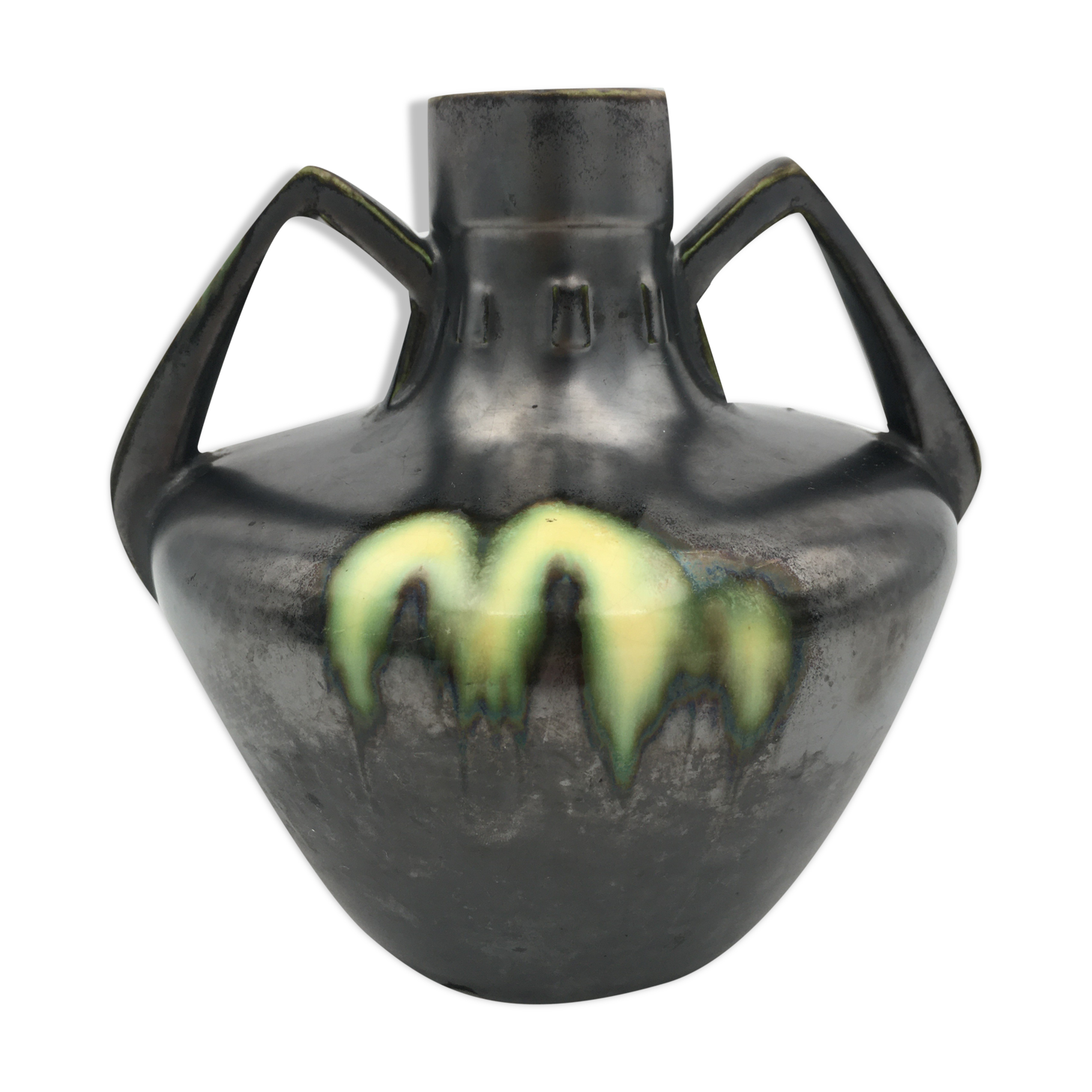 Art Deco vase in glazed ceramics, by Gustave De Bruyn, numbered - 1920s-1930s