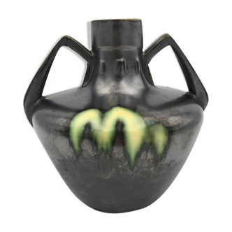 Art Deco vase in glazed ceramics, by Gustave De Bruyn, numbered - 1920s-1930s