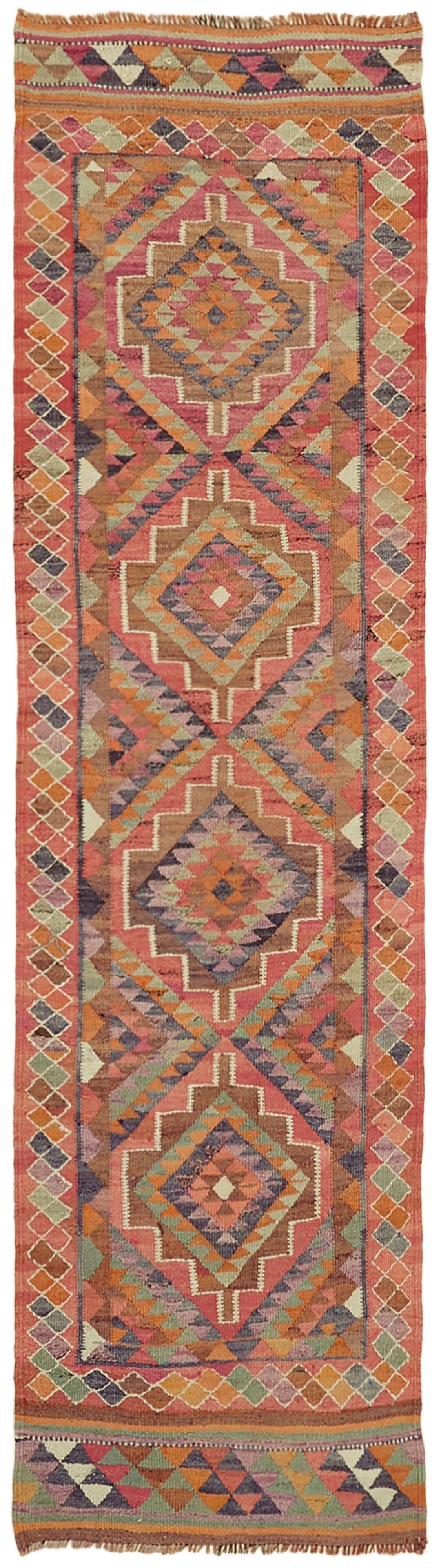 Turkish Handwoven Vintage Herki Kilim 97 cm x 317 cm