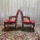Paire de fauteuils cabriolets de style Louis XVI soie Rouge