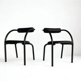 Danish design chair from the 80s, black tubular metal and faux leather.