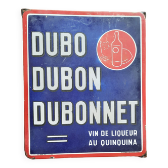 Old enamelled plate "Dubo Dubon Dubonnet" Wine liqueur cinchona 50x60cm 1937