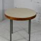 Side table tubular steel base, round top strapping wood, France, circa 1950