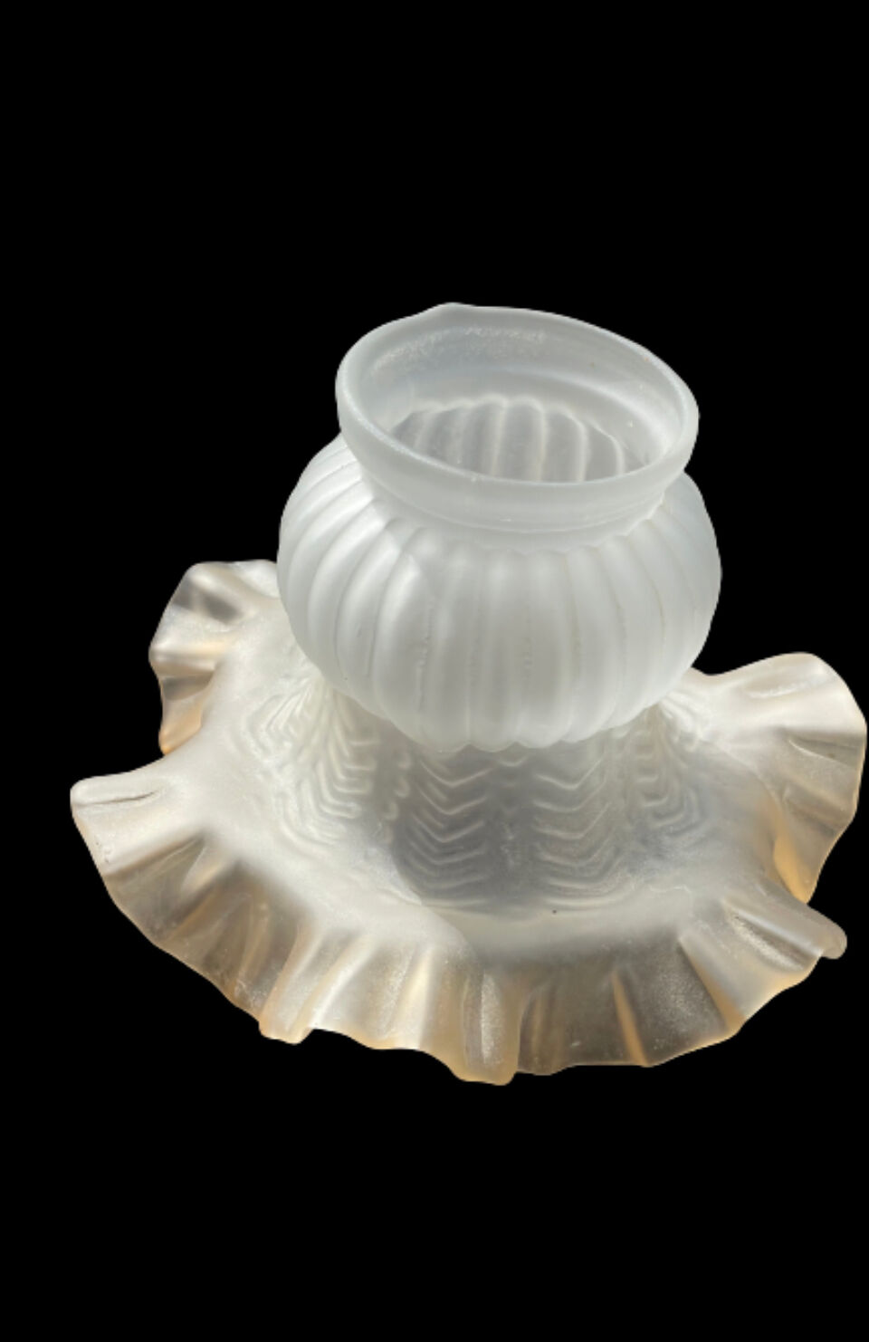 Lampshade lamp, glass tulip, frosted pink froufrou