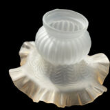 Lampshade lamp, glass tulip, frosted pink froufrou