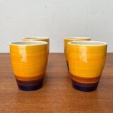 Mid-century hand-painted German décor, ceramic jug 507 with cups from Stützel & Sachs Aalen Keramik, 1960s, set of 5.