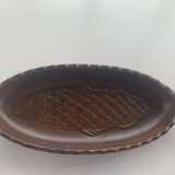 Glazed ceramic dish with fish pattern in relief friesbud melitta germany katen geschler 70