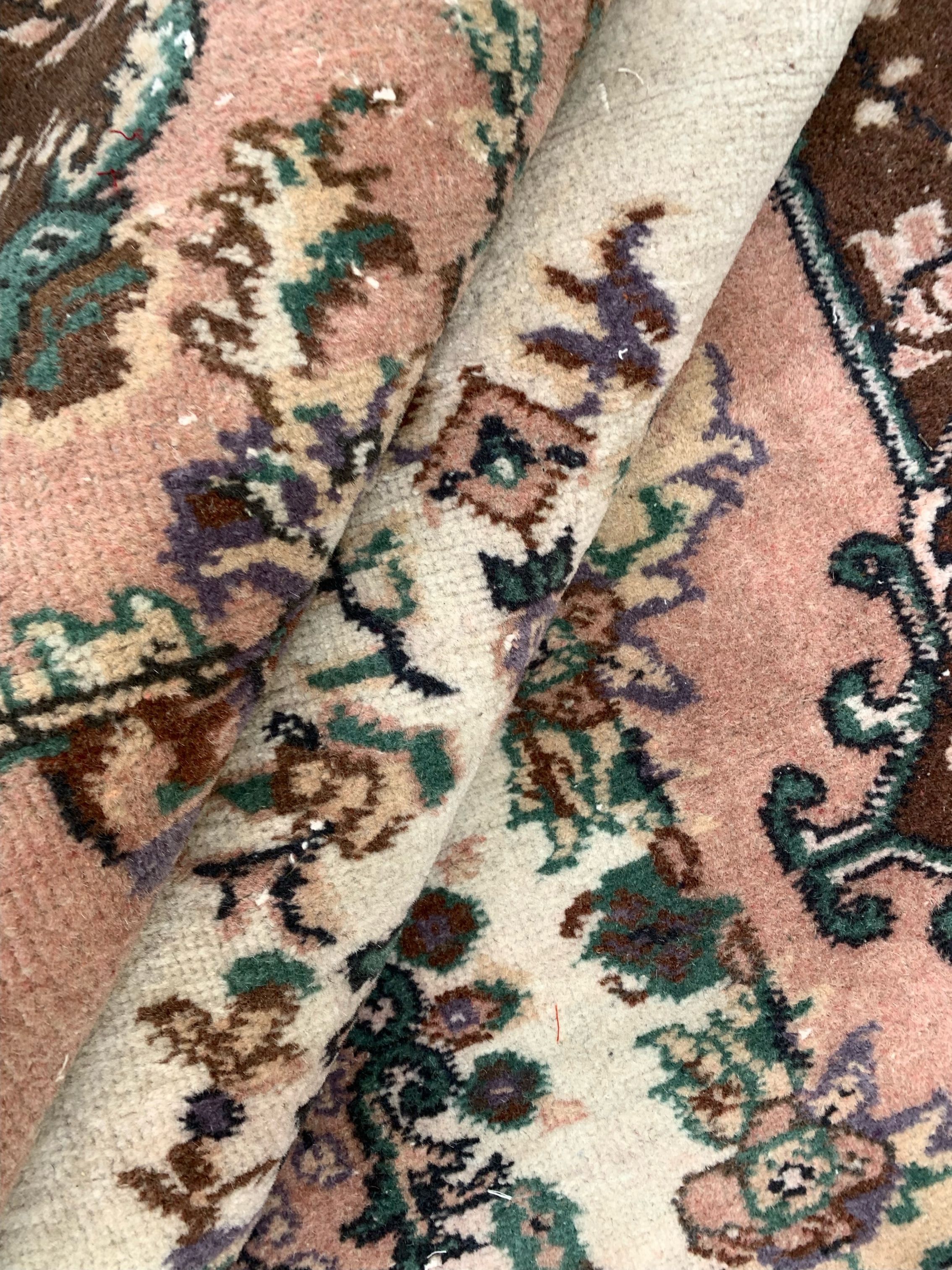 Vintage turkish rug 216x122 cm shabby carpet central anatolian medium