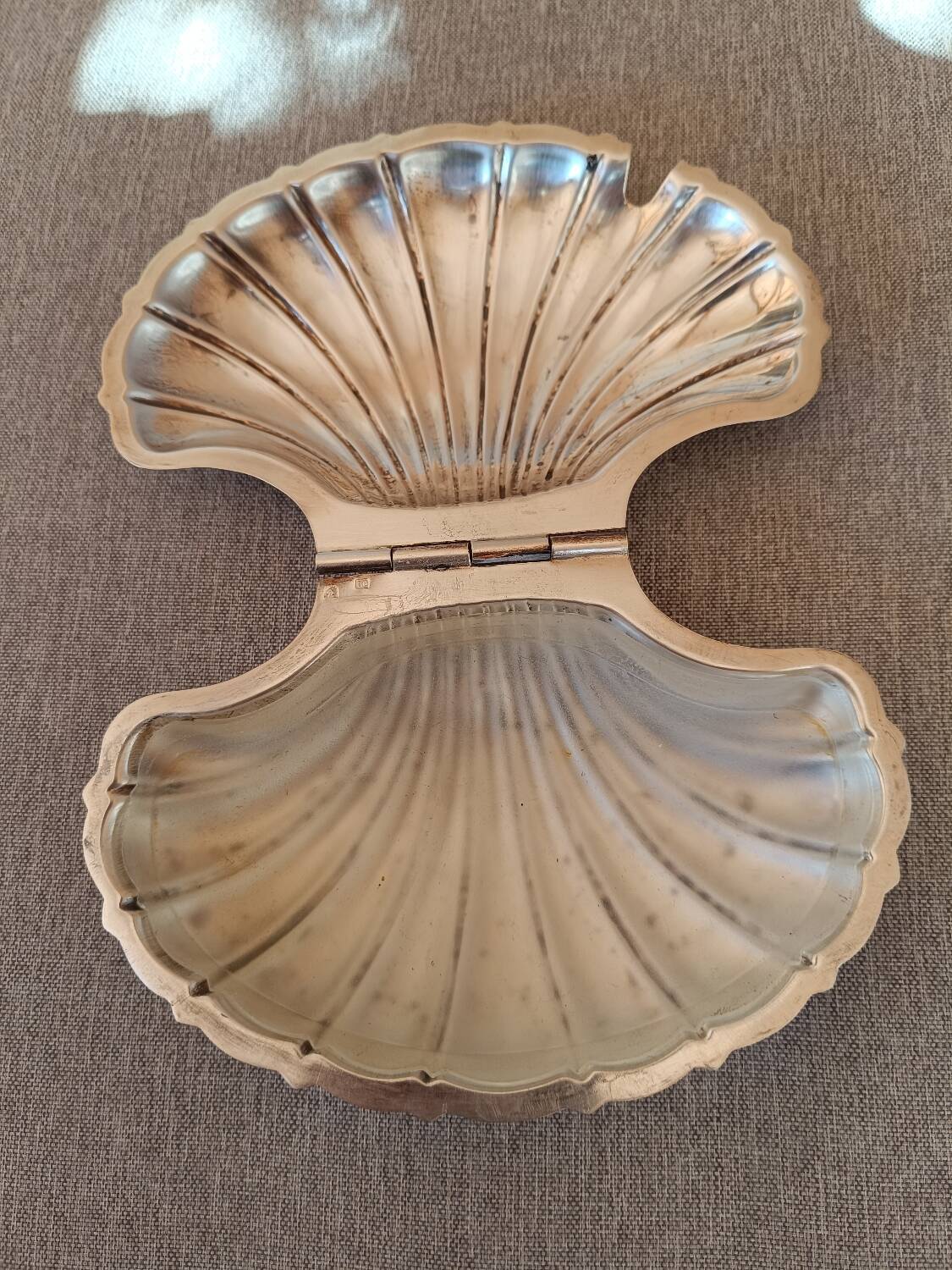 Silver metal butter dish