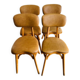 Suite de 4 chaises pieds compas