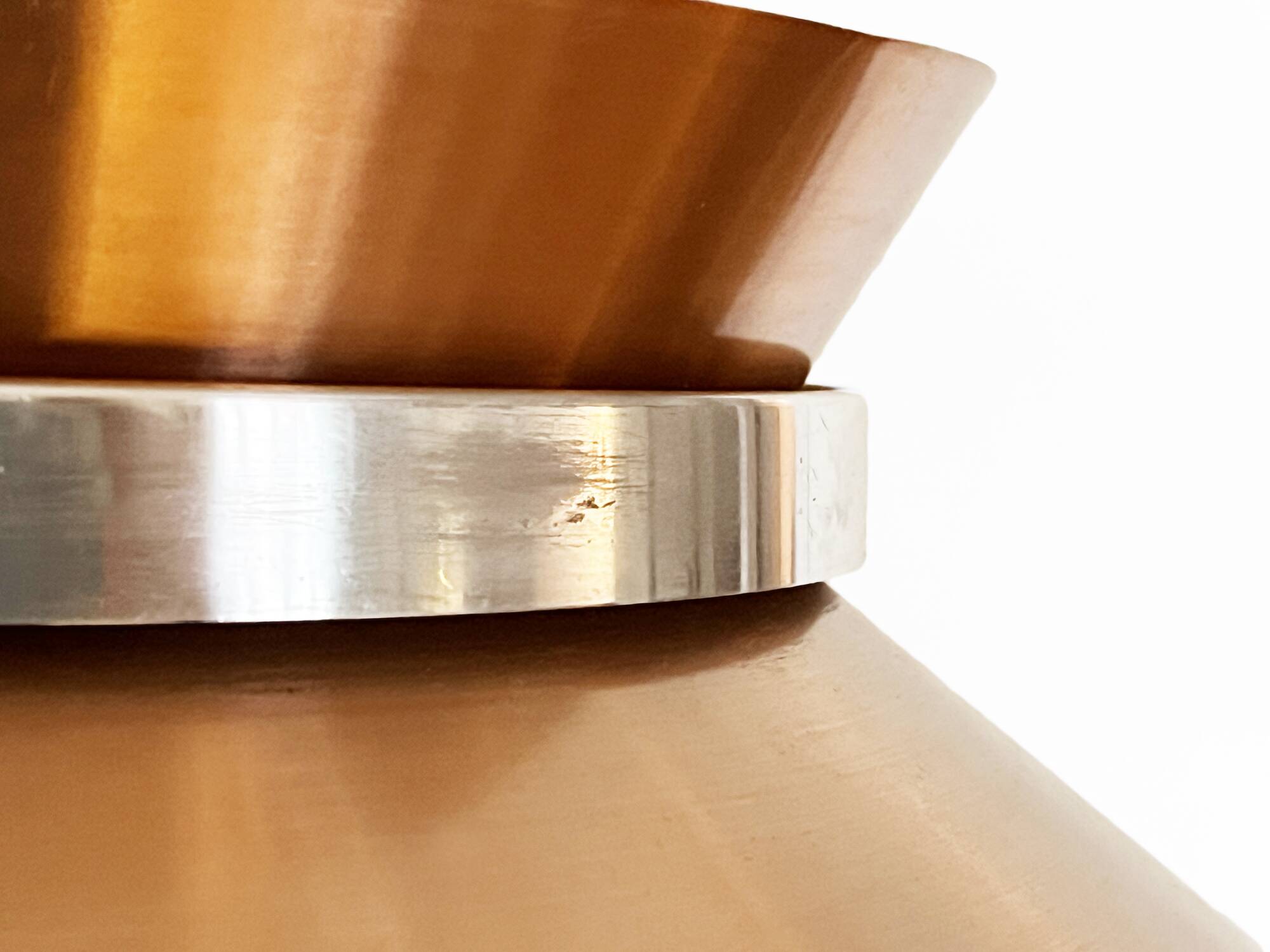 Copper colored aluminium pendant light by Carl Thore for Granhaga Metall. Sweden 1970s